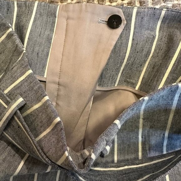 Theory High-Waist Striped Linen Shorts, Size 2 - Picture 6 of 9